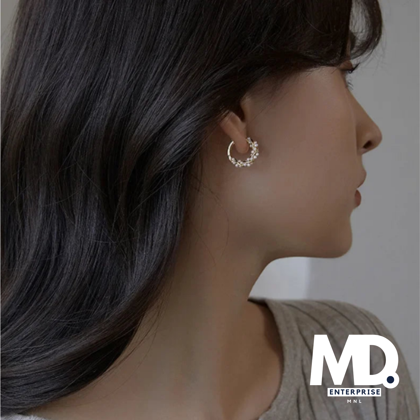 Temperament Circle Pearl Earrings
